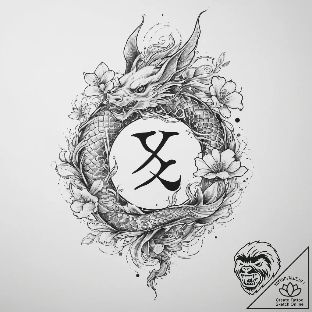 Tattoo sketch ingwaz rune with a knot and a s... - tattoo sketch (№1759343166_0, 01.10.2025 18:26) — tattoovalue.net