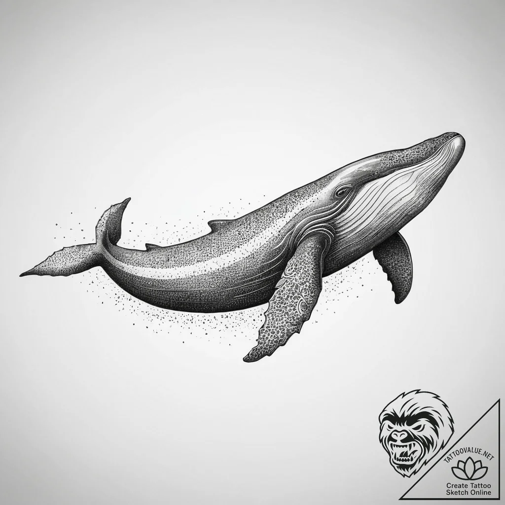 Tattoo sketch кит, concept art for tattoo, bl... - tattoo sketch (№1759343363_0, 01.10.2025 18:29) — tattoovalue.net