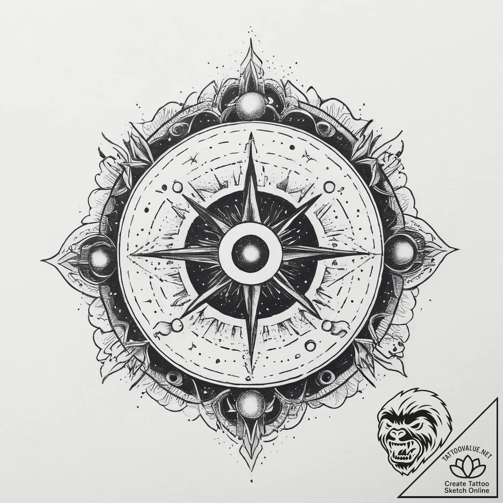 Tattoo sketch cosmic scene, tattoo flash shee... - tattoo sketch (№1759344556_0, 01.10.2025 18:49) — tattoovalue.net