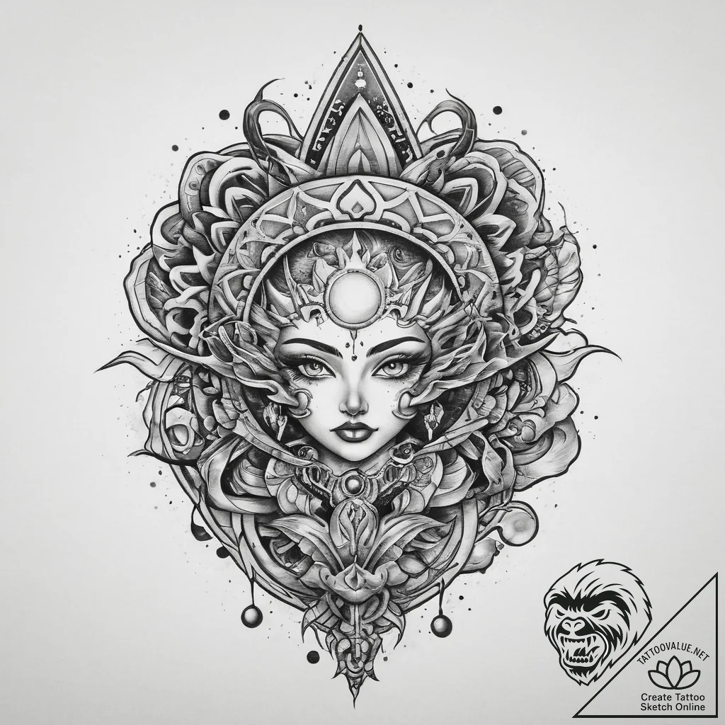Tattoo sketch cosmic self, concept art for ta... - tattoo sketch (№1759344753_0, 01.10.2025 18:52) — tattoovalue.net