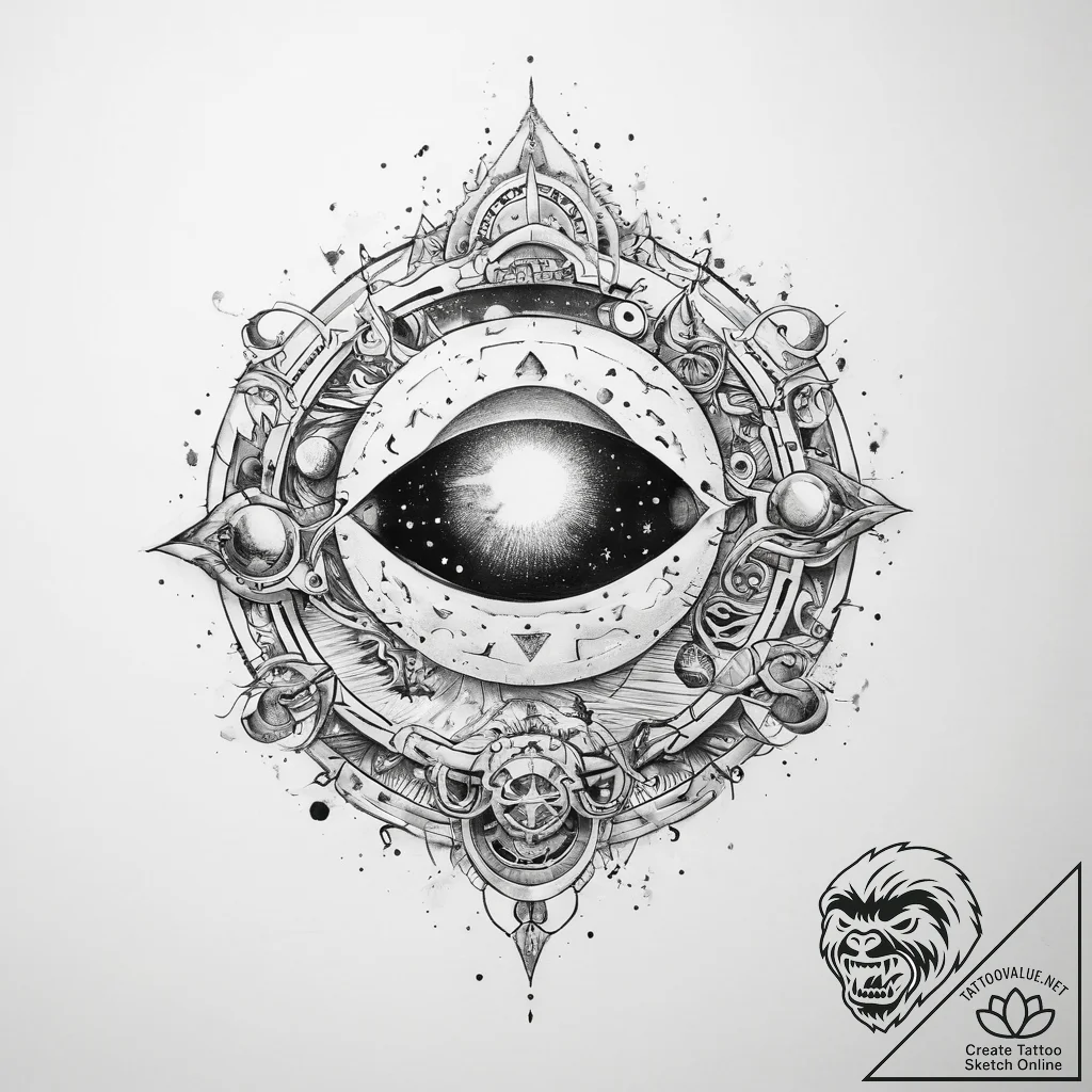 Tattoo sketch cosmic land - tattoo sketch (№1759344951_0, 01.10.2025 18:55) — tattoovalue.net