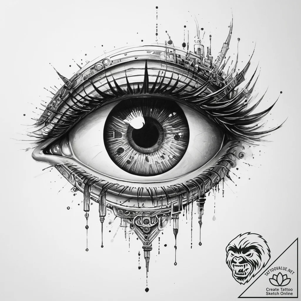 Tattoo sketch cybernetic eye - tattoo sketch (№1759345149_0, 01.10.2025 18:59) — tattoovalue.net