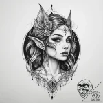 Tattoo sketch half-elf charm, concept art for… – tattoo sketch (№1759345544_0, 01.10.2025 19:05) — tattoovalue.net