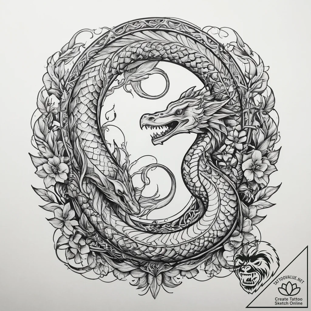 Tattoo sketch sea serpent, artistic tattoo sk... - tattoo sketch (№1759347330_0, 01.10.2025 19:35) — tattoovalue.net