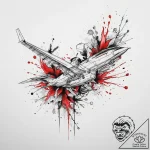 Tattoo sketch plane with a plant, tattoo draw… – tattoo sketch (№1759347926_0, 01.10.2025 19:45) — tattoovalue.net