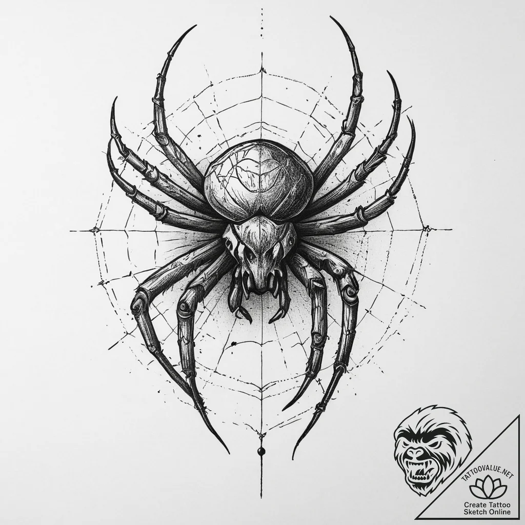 Tattoo sketch hands with a spider, ink illust... - tattoo sketch (№1759348521_0, 01.10.2025 19:55) — tattoovalue.net