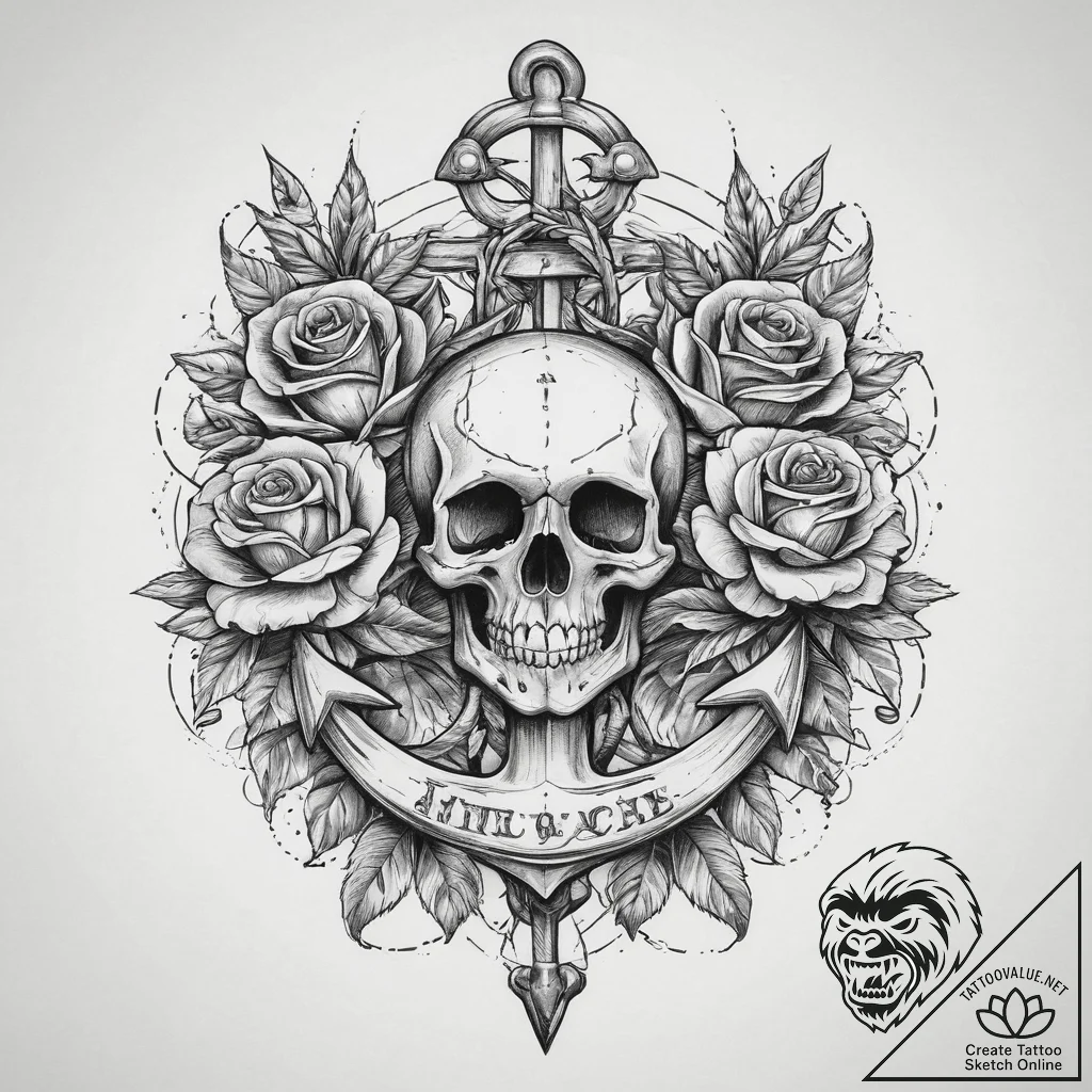 Tattoo sketch hands with a anchor, ink illust... - tattoo sketch (№1759348915_0, 01.10.2025 20:01) — tattoovalue.net