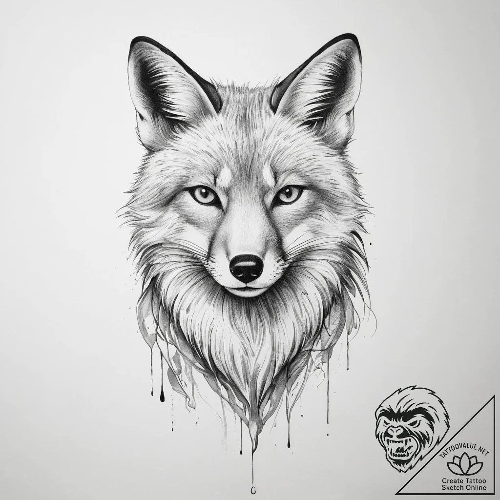 Tattoo sketch elegant fox - tattoo sketch (№1759349908_0, 01.10.2025 20:18) — tattoovalue.net