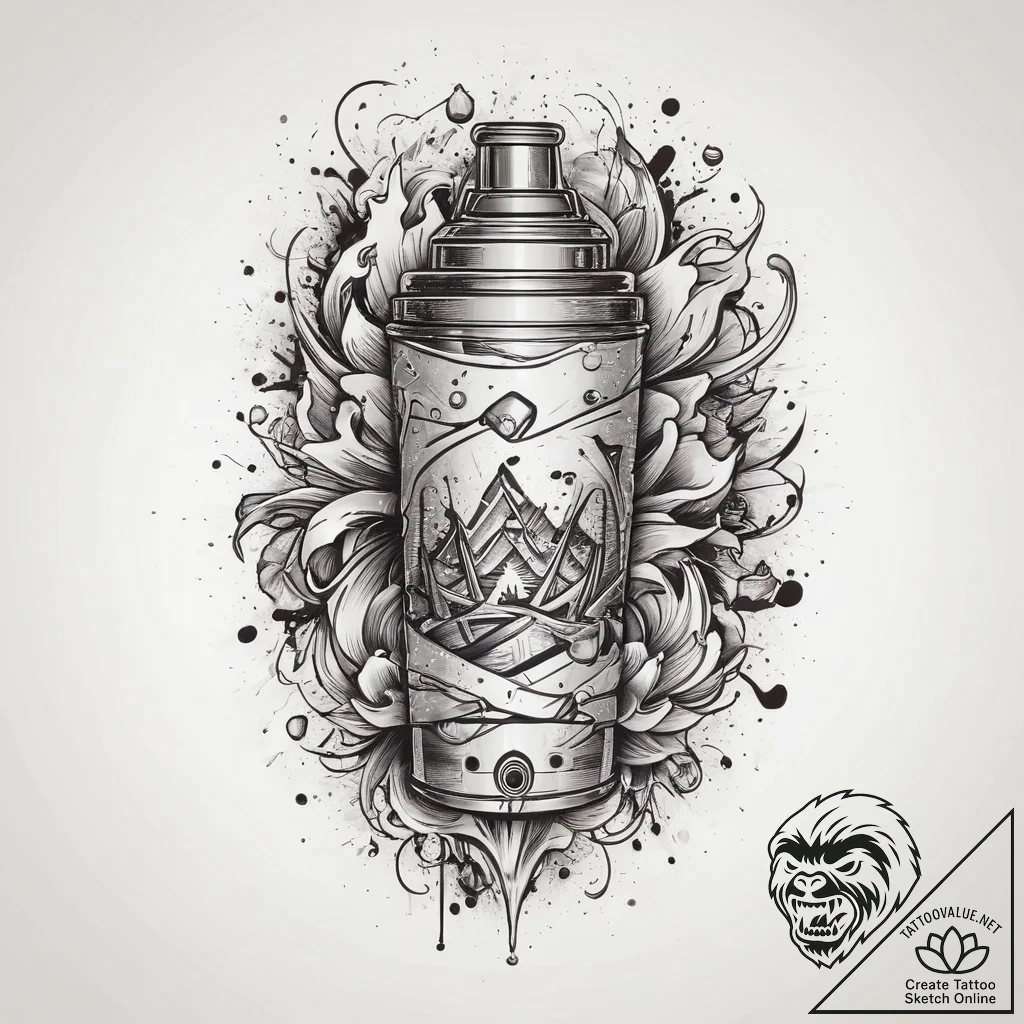Tattoo sketch paint can with a splash, ink il... - tattoo sketch (№1759350698_0, 01.10.2025 20:31) — tattoovalue.net