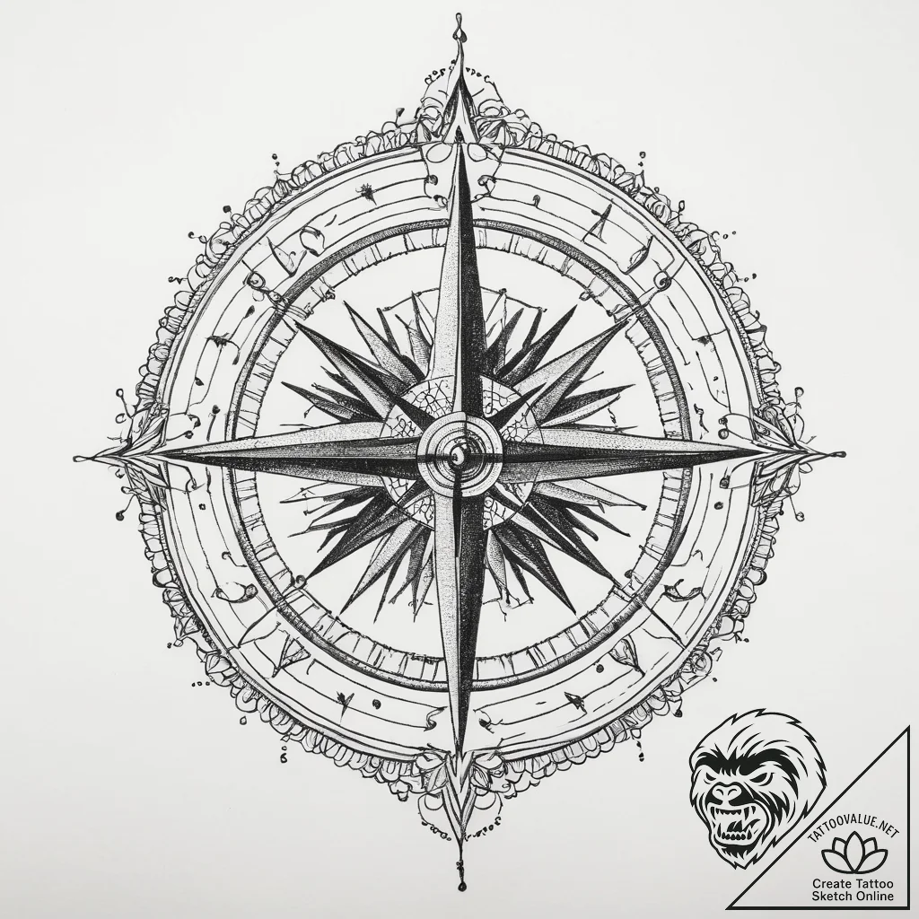 Tattoo sketch compass tattoo, tattoo flash sh... - tattoo sketch (№1759351293_0, 01.10.2025 20:41) — tattoovalue.net