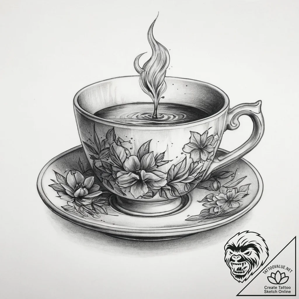 Tattoo sketch get out teacup, artistic tattoo... - tattoo sketch (№1759351489_0, 01.10.2025 20:44) — tattoovalue.net