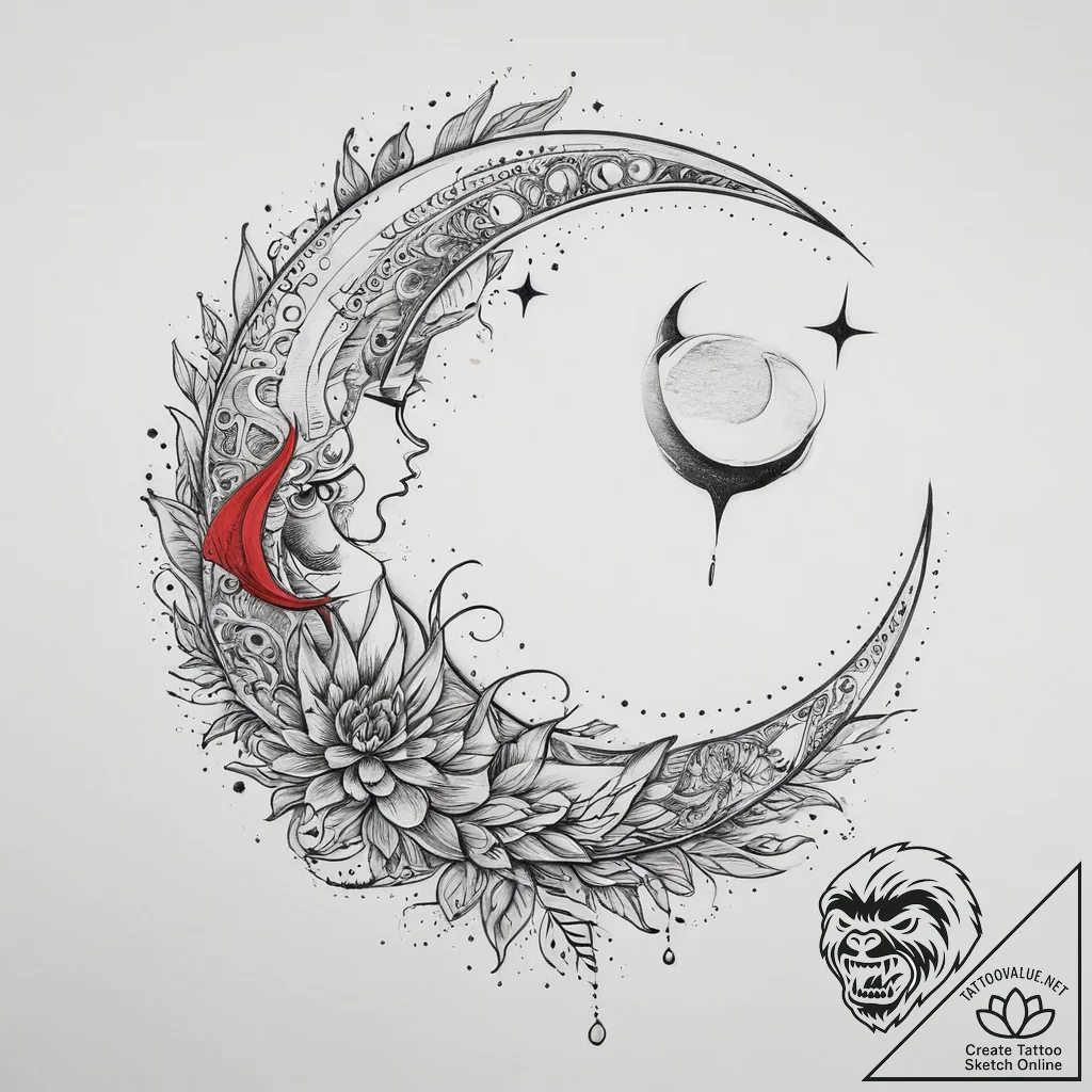 Tattoo sketch moon tattoo, artistic tattoo sk... - tattoo sketch (№1759353476_0, 01.10.2025 21:17) — tattoovalue.net