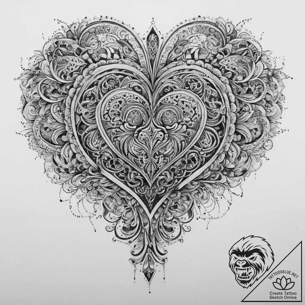 Tattoo sketch heart, artistic tattoo sketch,... - tattoo sketch (№1759355455_0, 01.10.2025 21:50) — tattoovalue.net