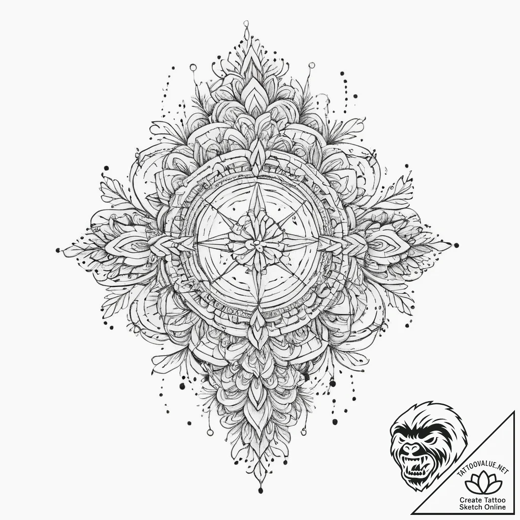 Tattoo sketch slavic embroidery pattern with... - tattoo sketch (№1759355653_0, 01.10.2025 21:54) — tattoovalue.net
