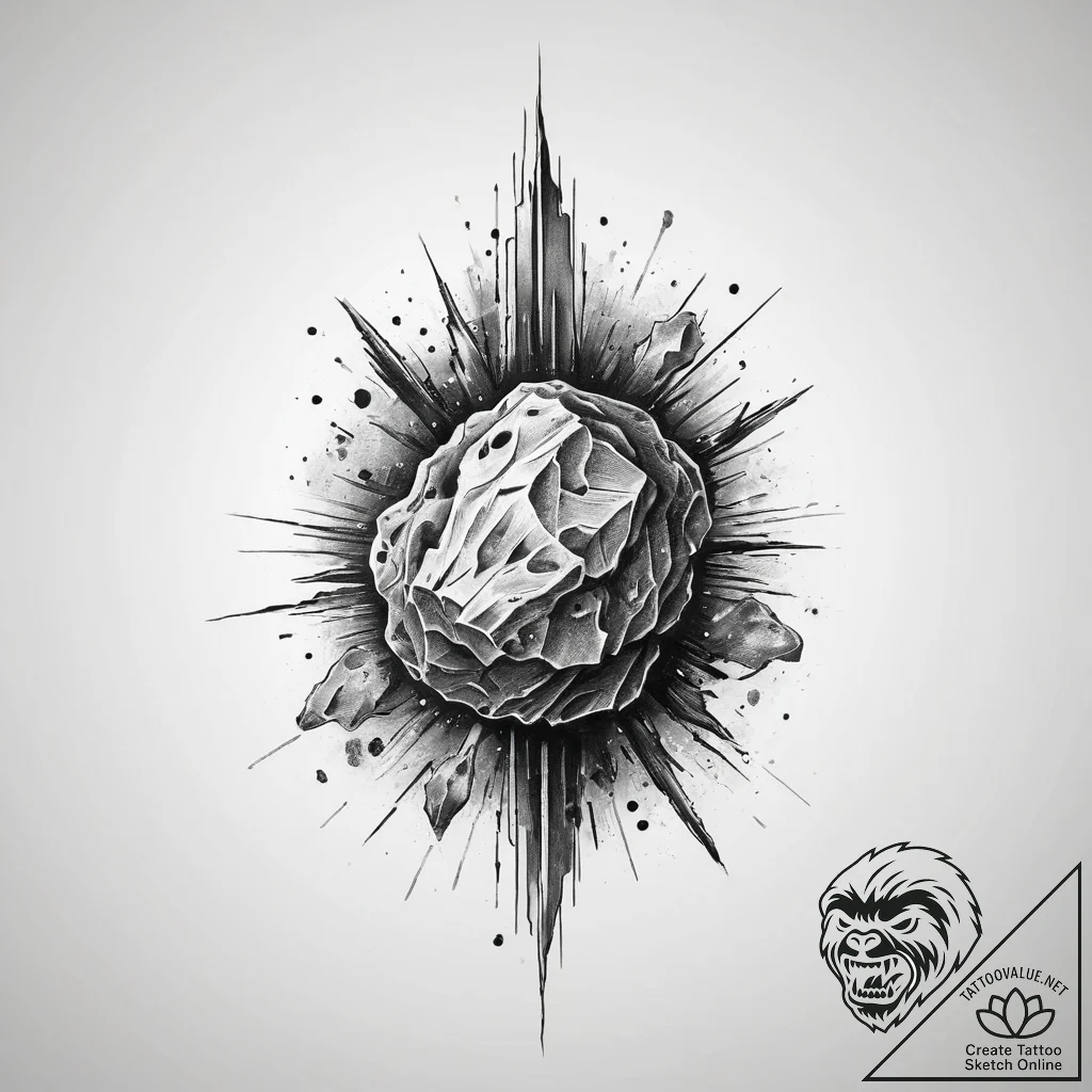 Tattoo sketch asteroid, concept art for tatto... - tattoo sketch (№1759356649_0, 01.10.2025 22:10) — tattoovalue.net