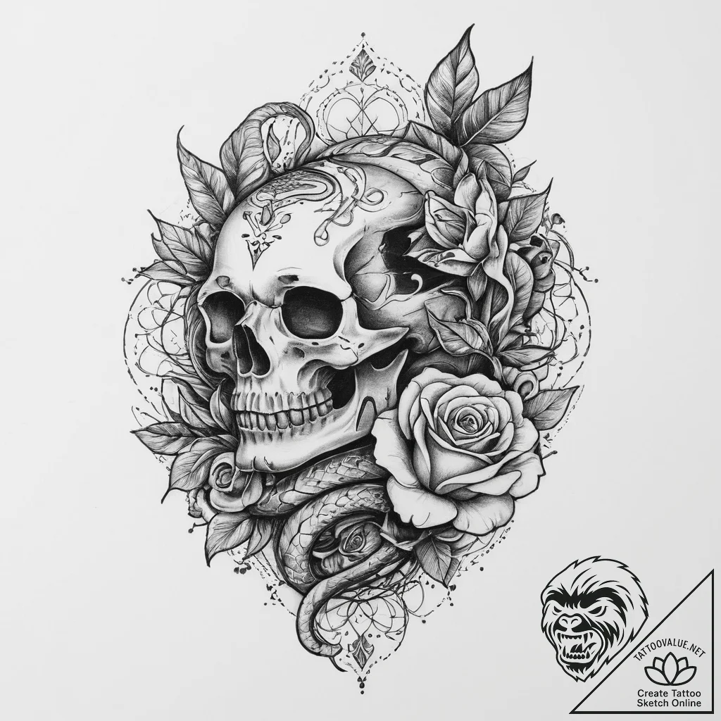 Tattoo sketch fine line of a snake, ink illus... - tattoo sketch (№1759360228_0, 01.10.2025 23:10) — tattoovalue.net