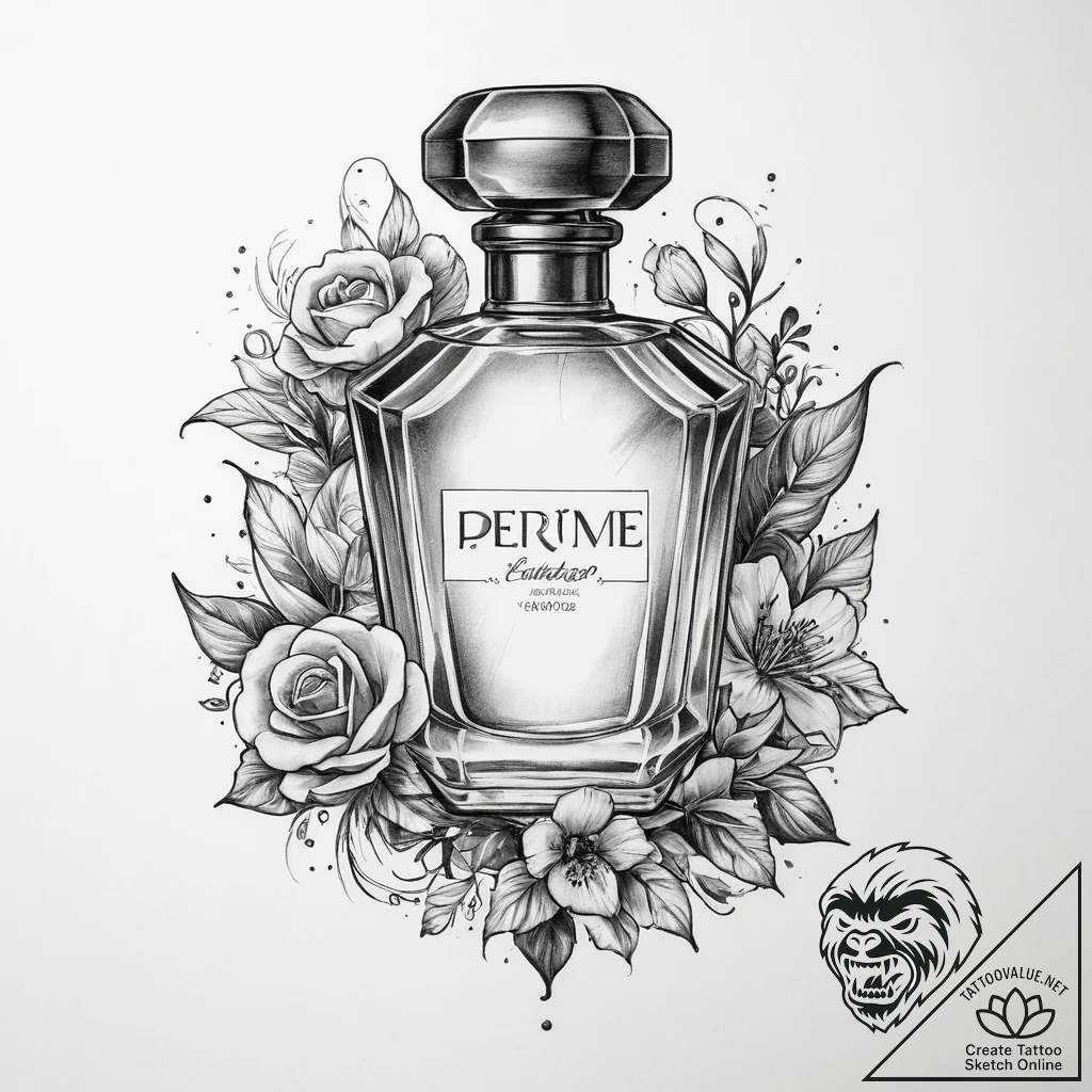 Tattoo sketch perfume tattoo - tattoo sketch (№1759361222_0, 01.10.2025 23:27) — tattoovalue.net