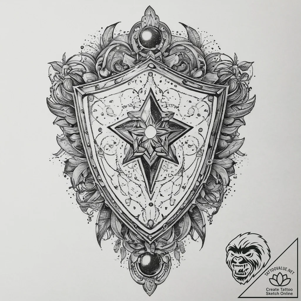Tattoo sketch cosmic shield, artistic tattoo... - tattoo sketch (№1759362013_0, 01.10.2025 23:40) — tattoovalue.net