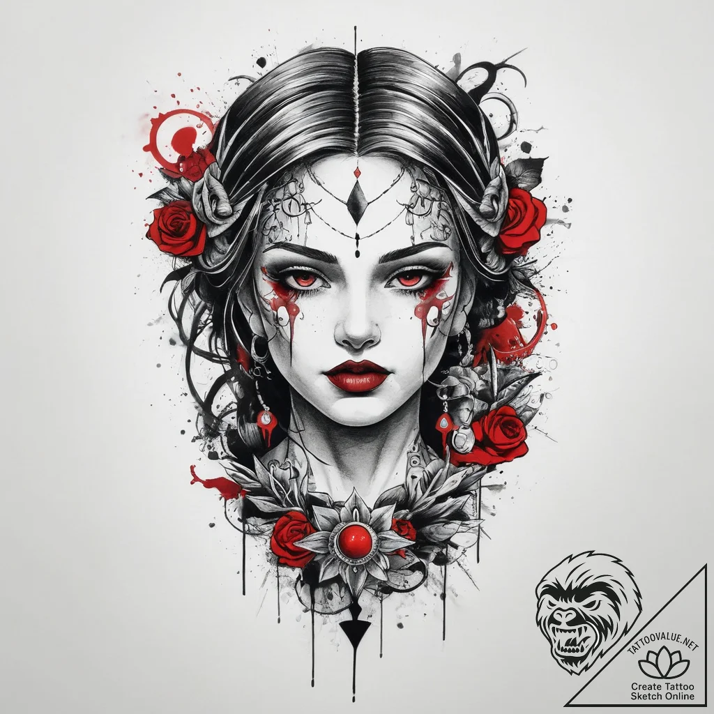 Tattoo sketch blessed character, concept art... - tattoo sketch (№1759363202_0, 02.10.2025 00:00) — tattoovalue.net