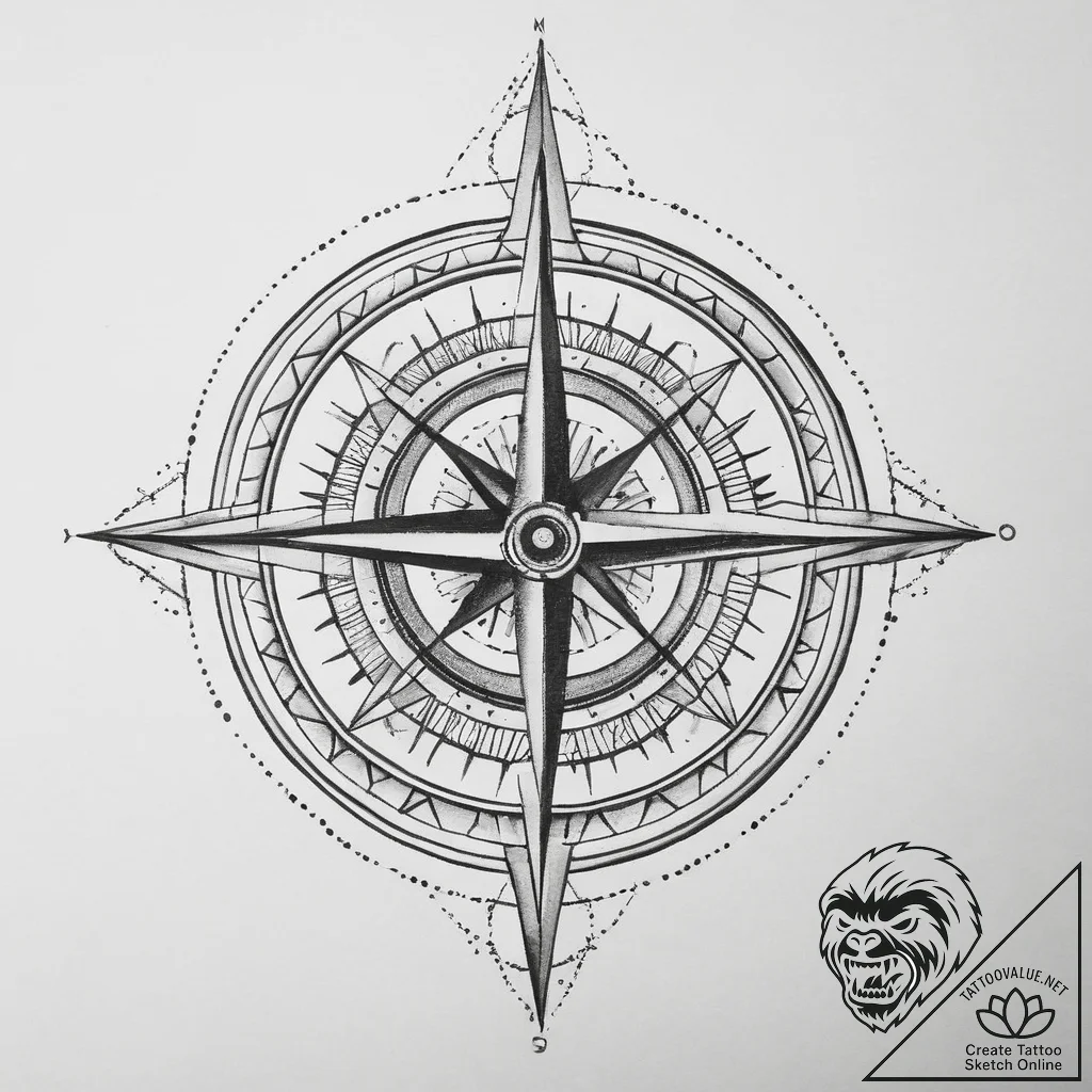 Tattoo sketch compass, tattoo drawing outline... - tattoo sketch (№1759366192_0, 02.10.2025 00:49) — tattoovalue.net