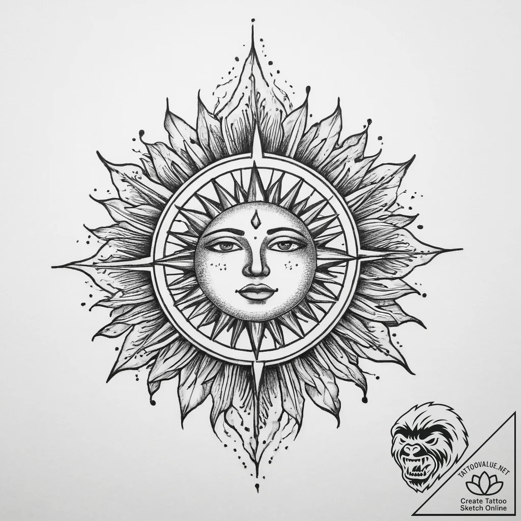 Tattoo sketch sun tattoo, tattoo sketch desig... - tattoo sketch (№1759366391_0, 02.10.2025 00:53) — tattoovalue.net