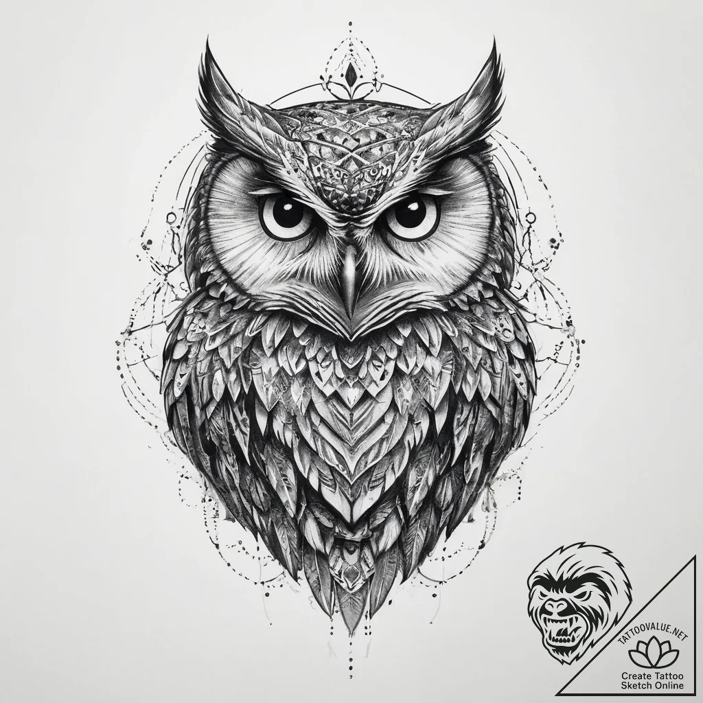 Tattoo sketch owl tattoo - tattoo sketch (№1759366993_0, 02.10.2025 01:03) — tattoovalue.net
