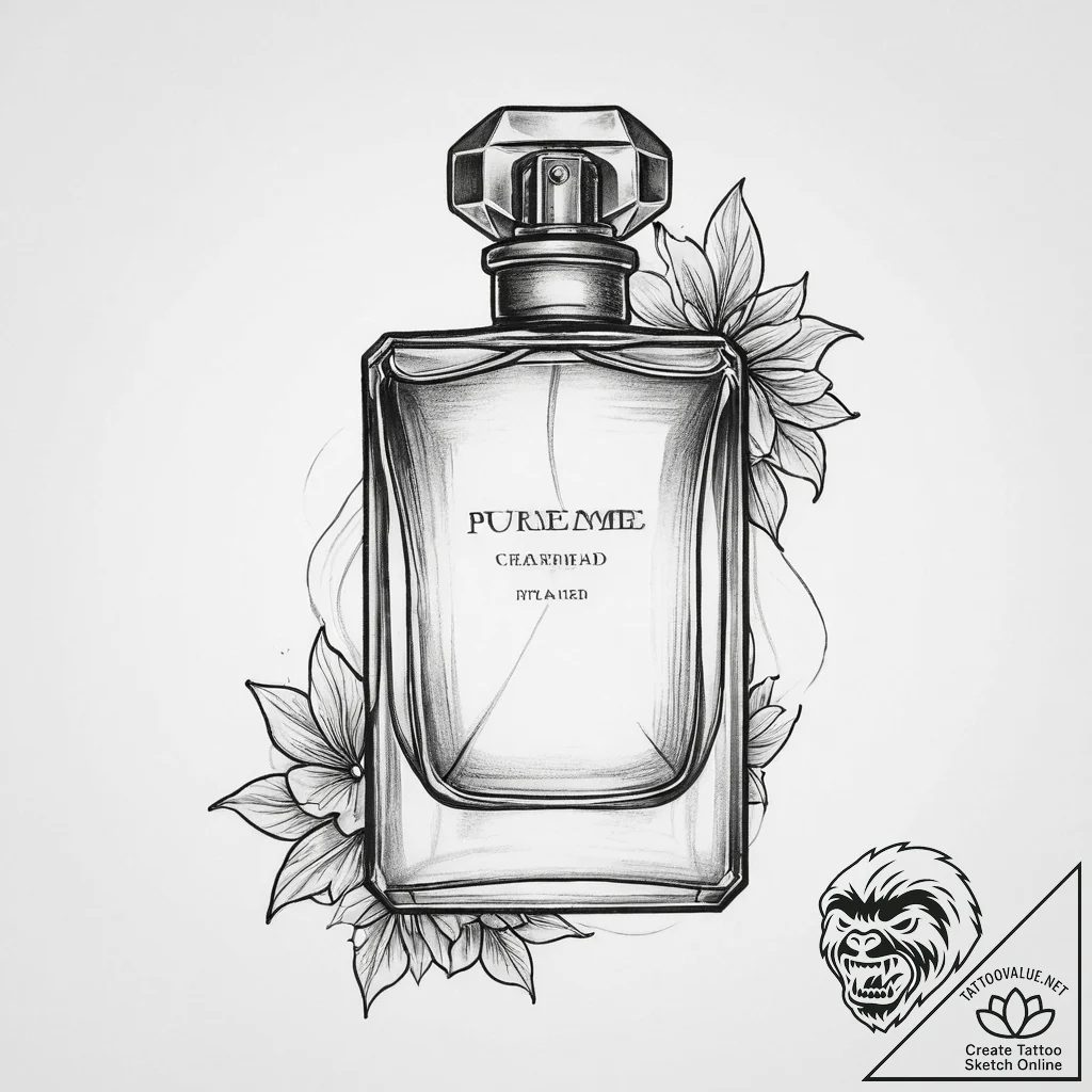 Tattoo sketch perfume tattoo, concept art for... - tattoo sketch (№1759368586_0, 02.10.2025 01:29) — tattoovalue.net