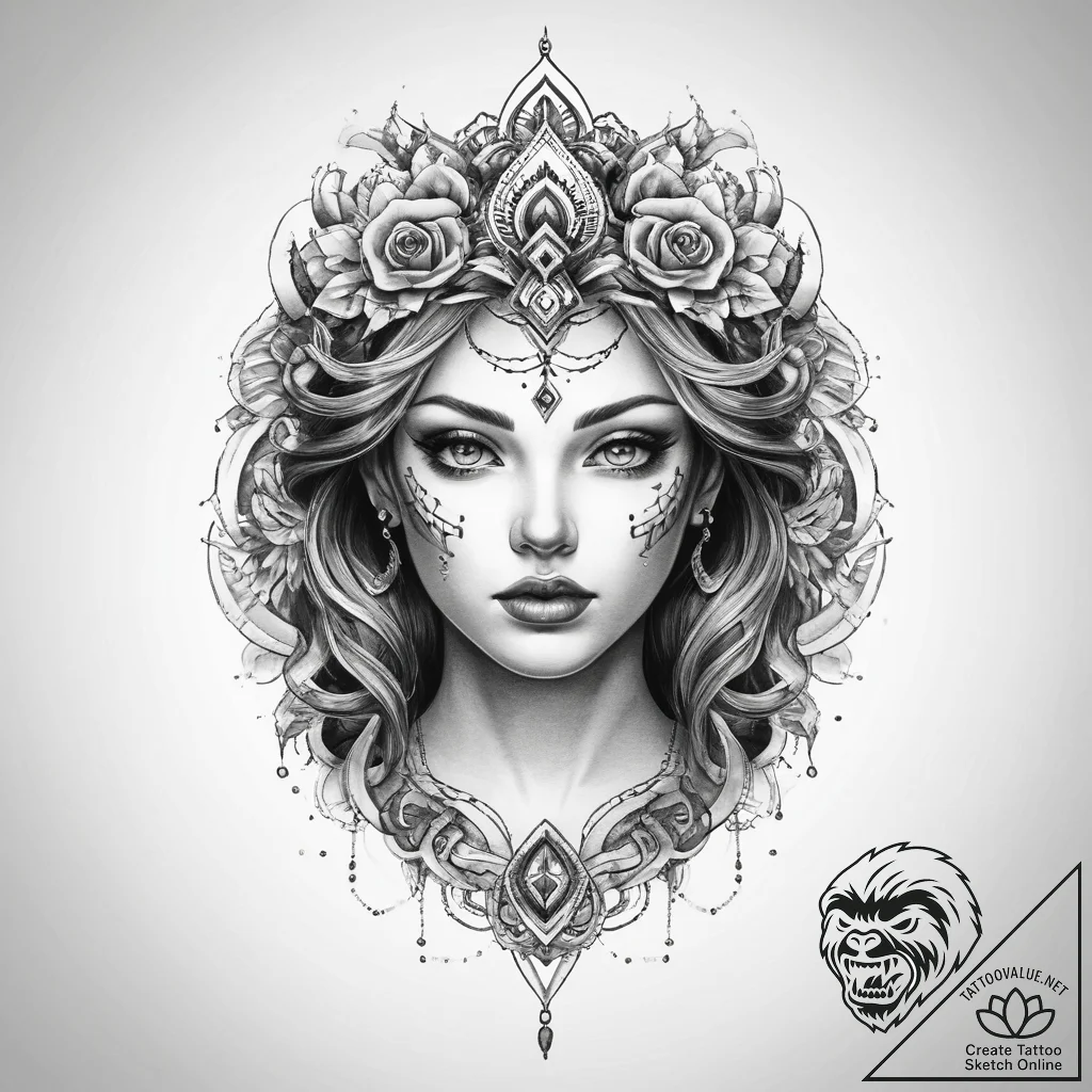 Tattoo sketch spirit - tattoo sketch (№1759369576_0, 02.10.2025 01:46) — tattoovalue.net