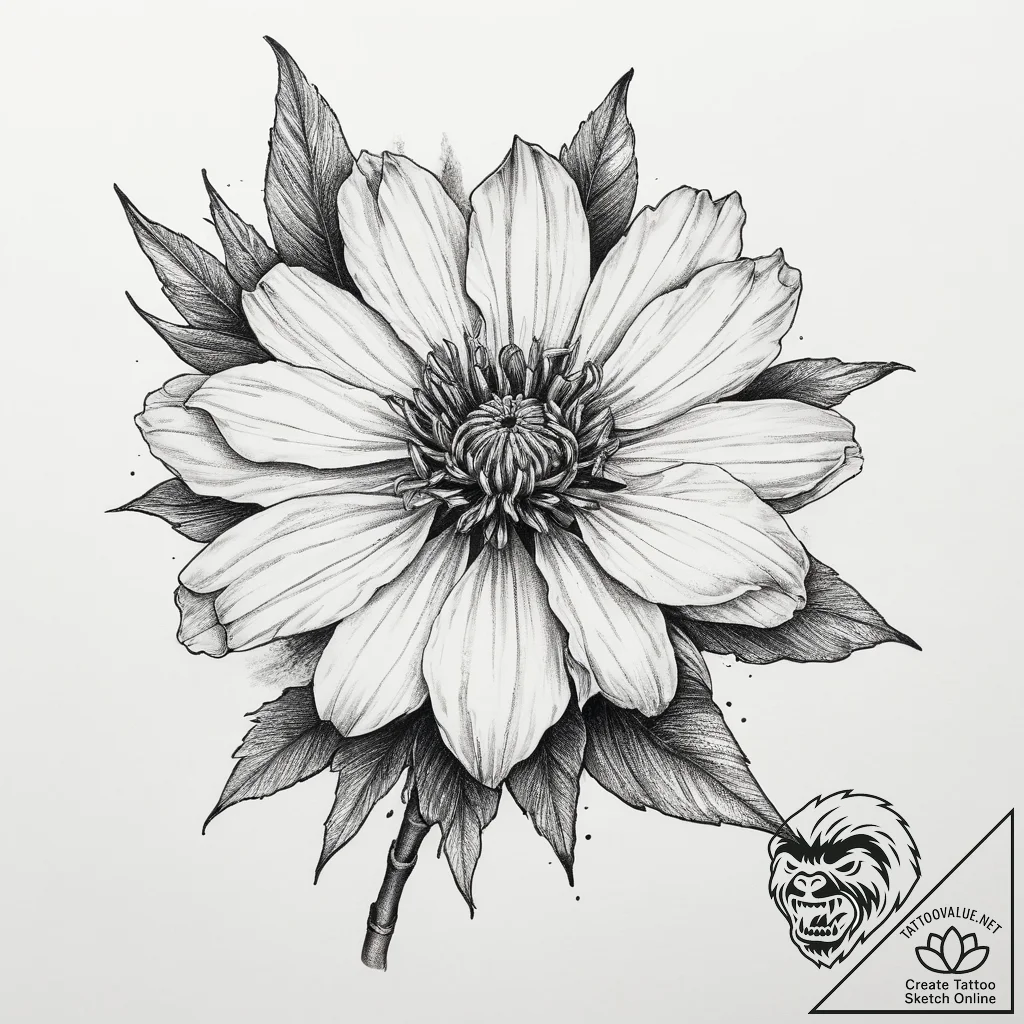 Tattoo sketch coreopsis, artistic tattoo sket... - tattoo sketch (№1759370376_0, 02.10.2025 01:59) — tattoovalue.net