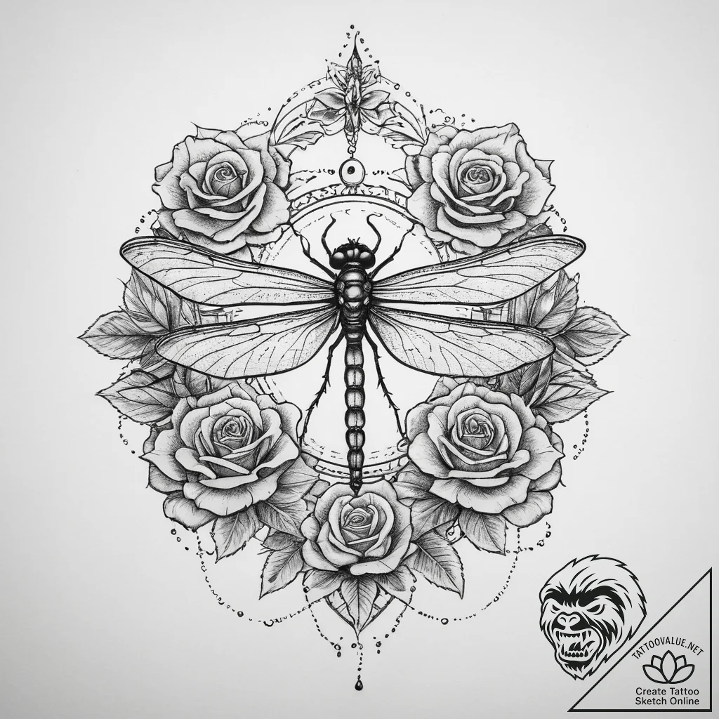 Tattoo sketch damselfly, tattoo flash sheet d... - tattoo sketch (№1759370970_0, 02.10.2025 02:09) — tattoovalue.net