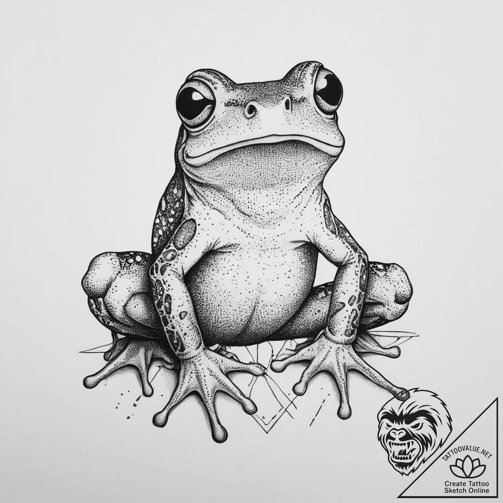Tattoo sketch puns a frog that says "i'm a fr... - tattoo sketch (№1759372356_0, 02.10.2025 02:32) — tattoovalue.net