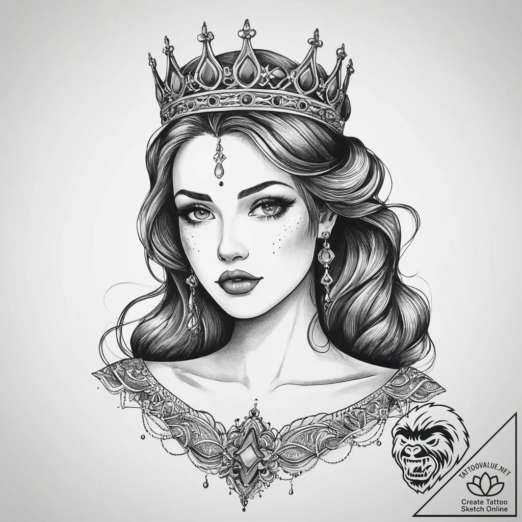 Tattoo sketch princess, artistic tattoo sketc... - tattoo sketch (№1759373151_0, 02.10.2025 02:45) — tattoovalue.net