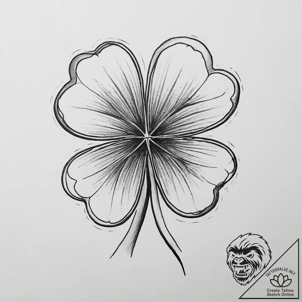 Tattoo sketch four-leaf clover, tattoo drawin... - tattoo sketch (№1759373350_0, 02.10.2025 02:49) — tattoovalue.net