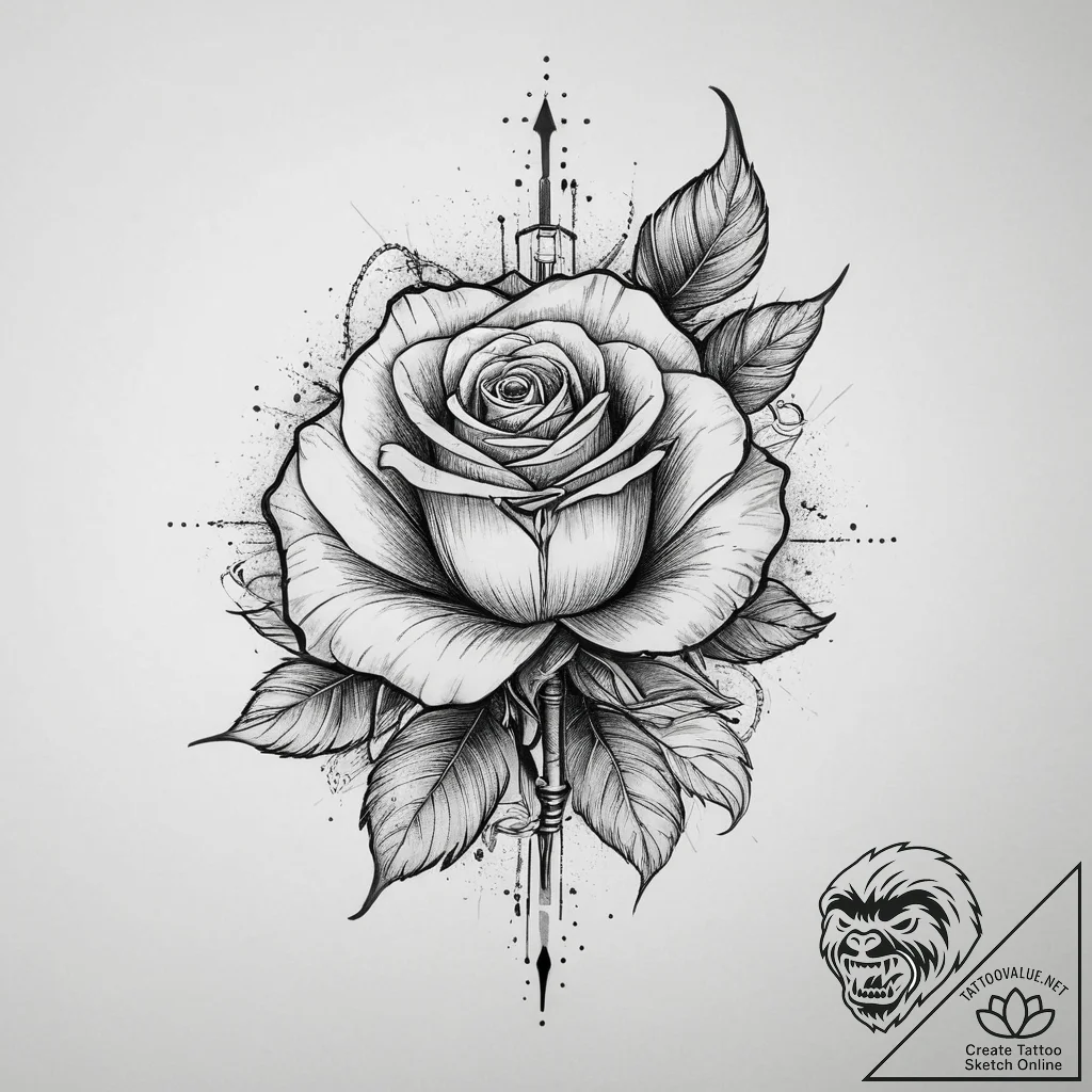 Tattoo sketch tuxedo with a rose, tattoo line... - tattoo sketch (№1759373745_0, 02.10.2025 02:55) — tattoovalue.net