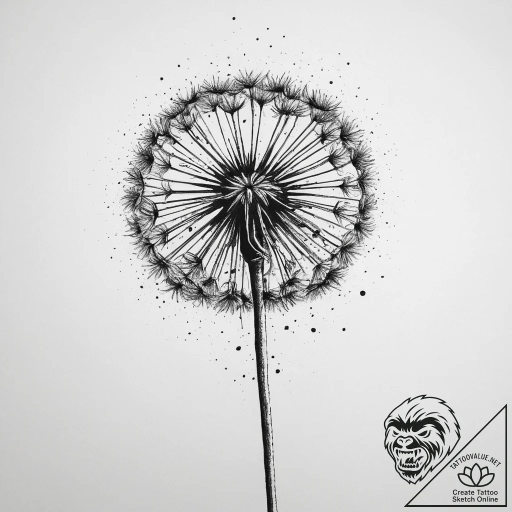 Tattoo sketch dandelion flower, tattoo drawin... - tattoo sketch (№1759374148_0, 02.10.2025 03:02) — tattoovalue.net