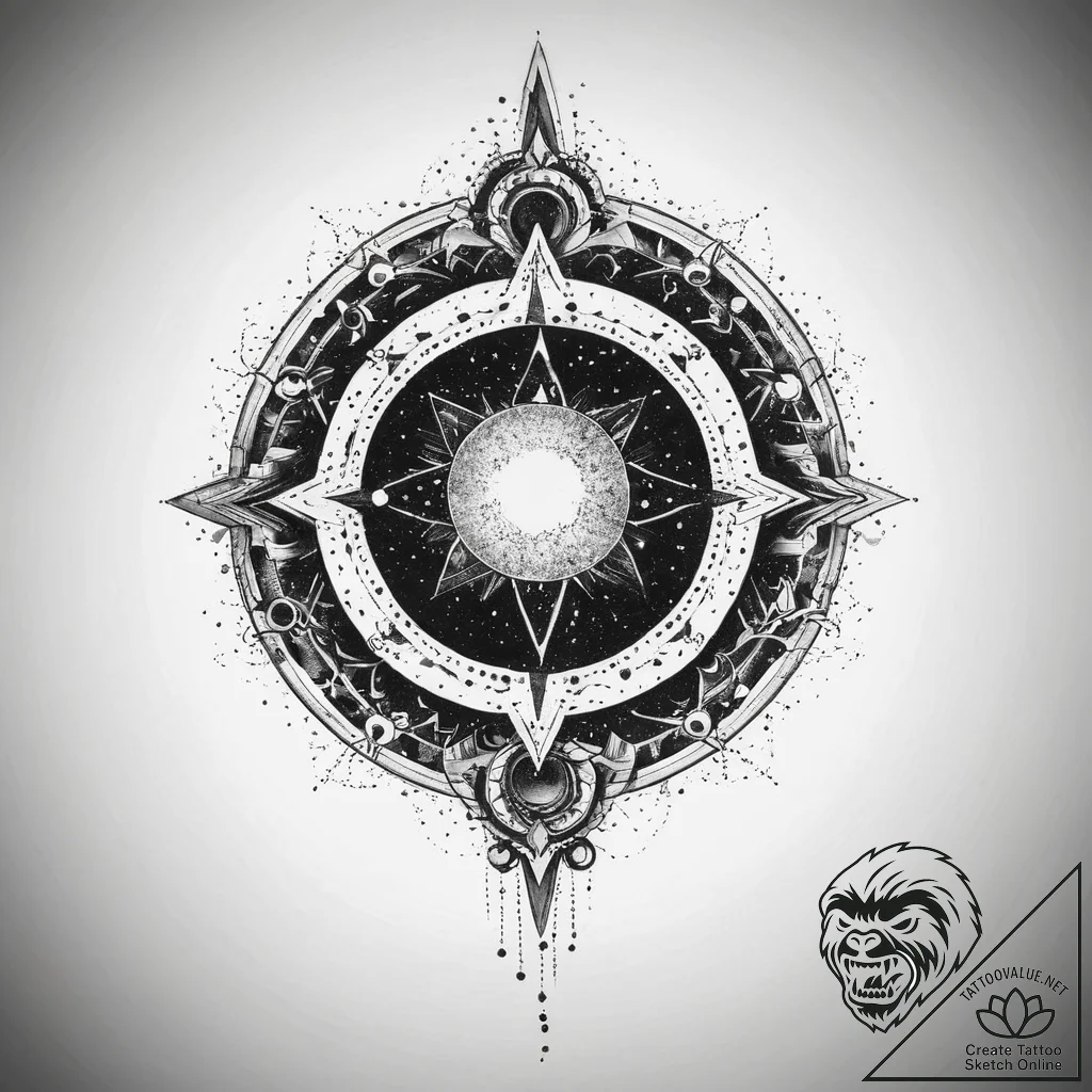 Tattoo sketch cosmic history, concept art for... - tattoo sketch (№1759375541_0, 02.10.2025 03:25) — tattoovalue.net