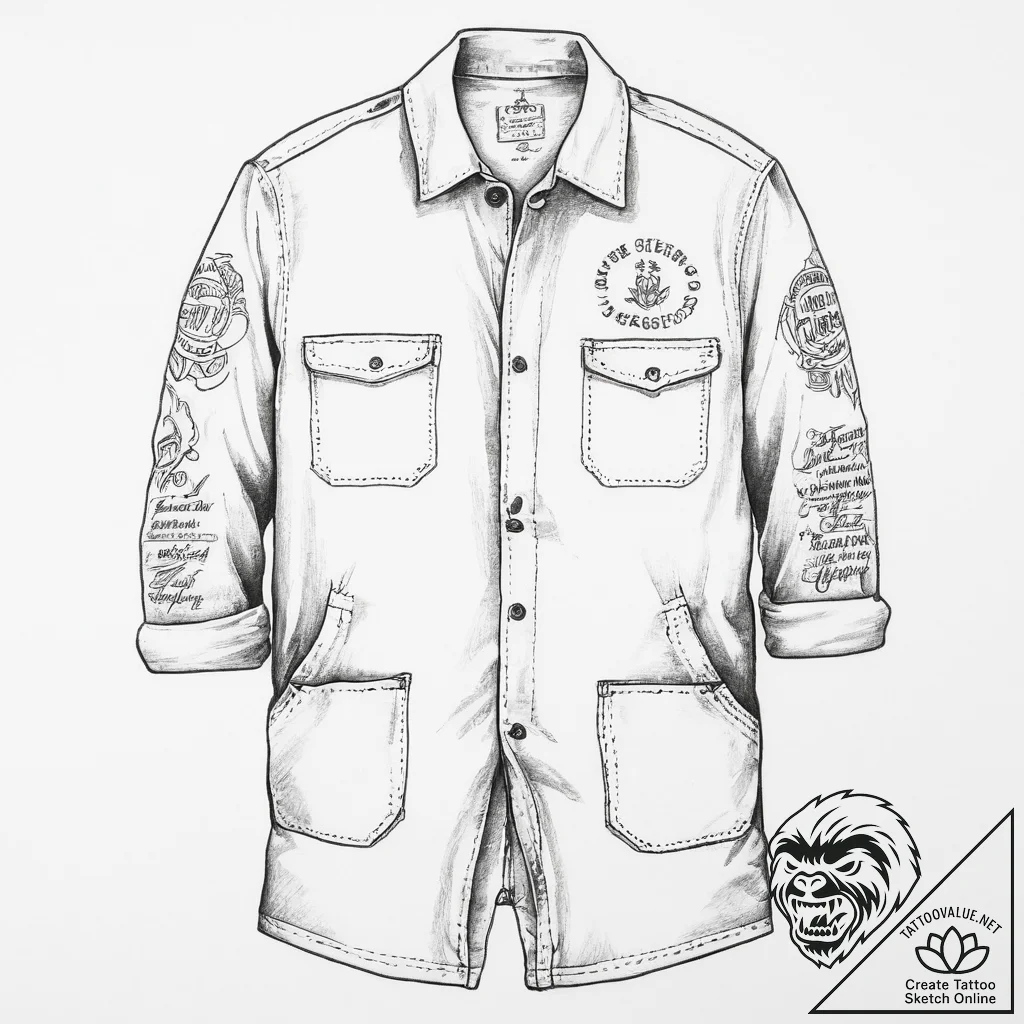 Tattoo sketch coveralls with a quote - tattoo sketch (№1759376133_0, 02.10.2025 03:35) — tattoovalue.net