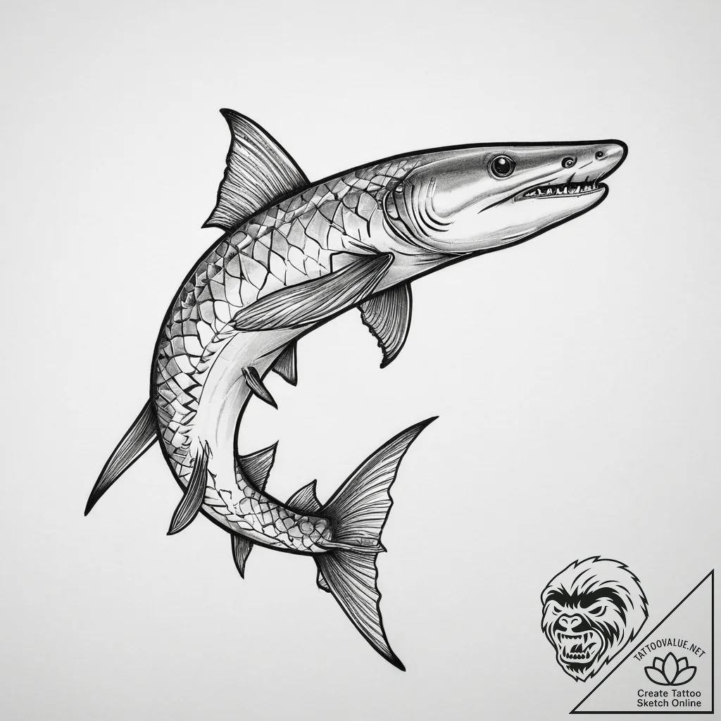 Tattoo sketch siberian sturgeon, tattoo flash... - tattoo sketch (№1759376331_0, 02.10.2025 03:38) — tattoovalue.net