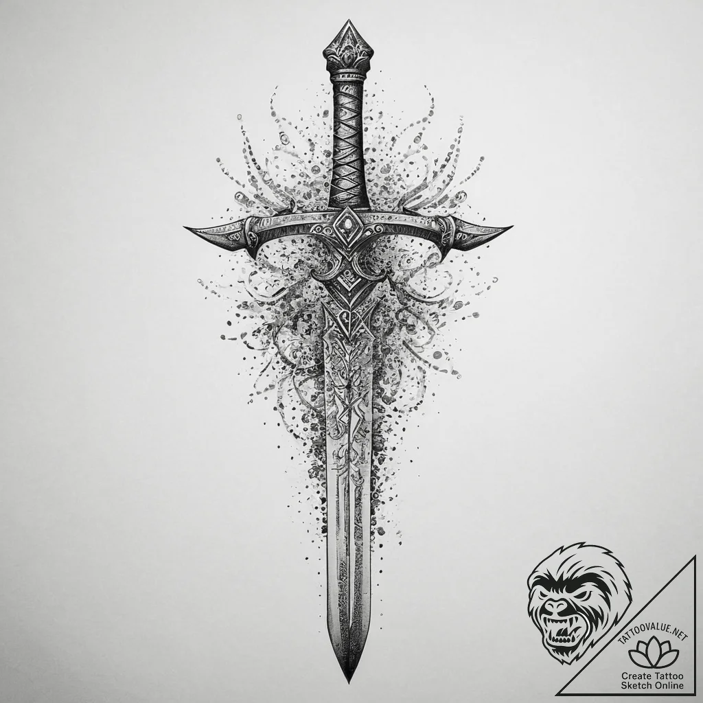 Tattoo sketch sword, artistic tattoo sketch,... - tattoo sketch (№1759376930_0, 02.10.2025 03:48) — tattoovalue.net