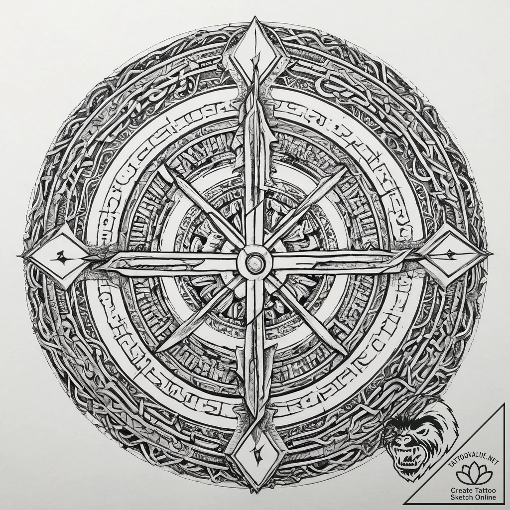 Tattoo sketch full elder futhark runic circle... - tattoo sketch (№1759377526_0, 02.10.2025 03:58) — tattoovalue.net