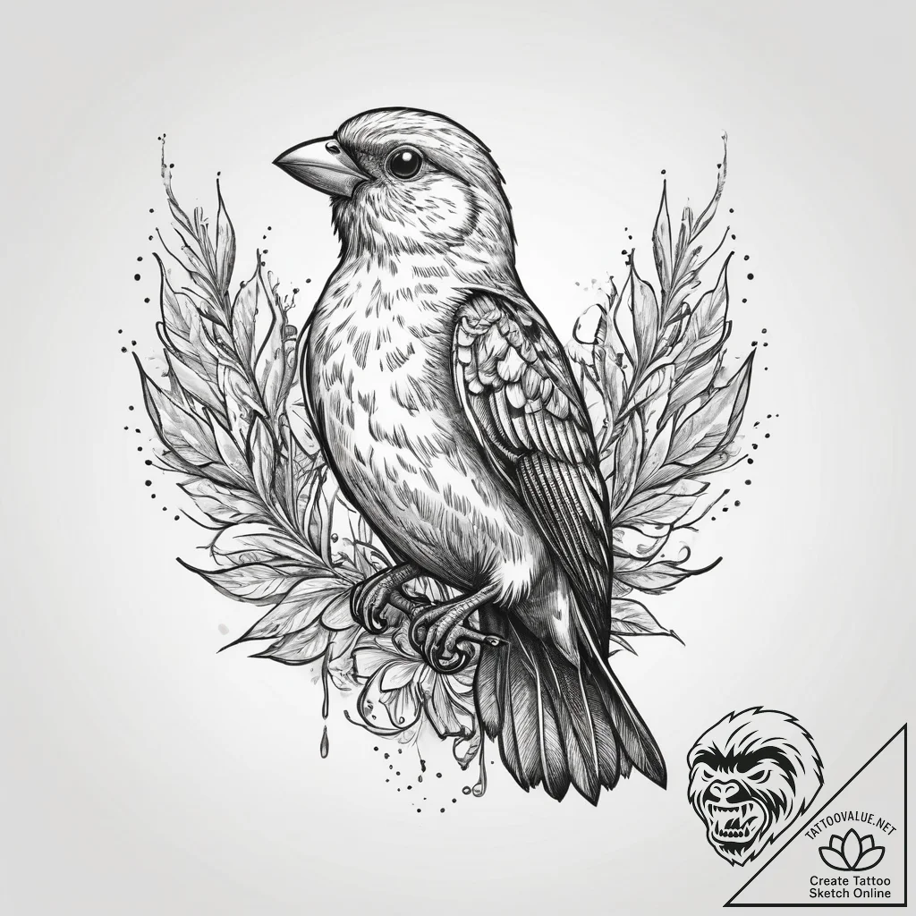 Tattoo sketch finch, tattoo sketch design, bo... - tattoo sketch (№1759377924_0, 02.10.2025 04:05) — tattoovalue.net
