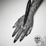 Tattoo sketch hands with a pen – tattoo sketch (№1759378526_0, 02.10.2025 04:15) — tattoovalue.net