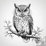 Tattoo sketch birdwatching owl on a branch, i… – tattoo sketch (№1759379720_0, 02.10.2025 04:35) — tattoovalue.net