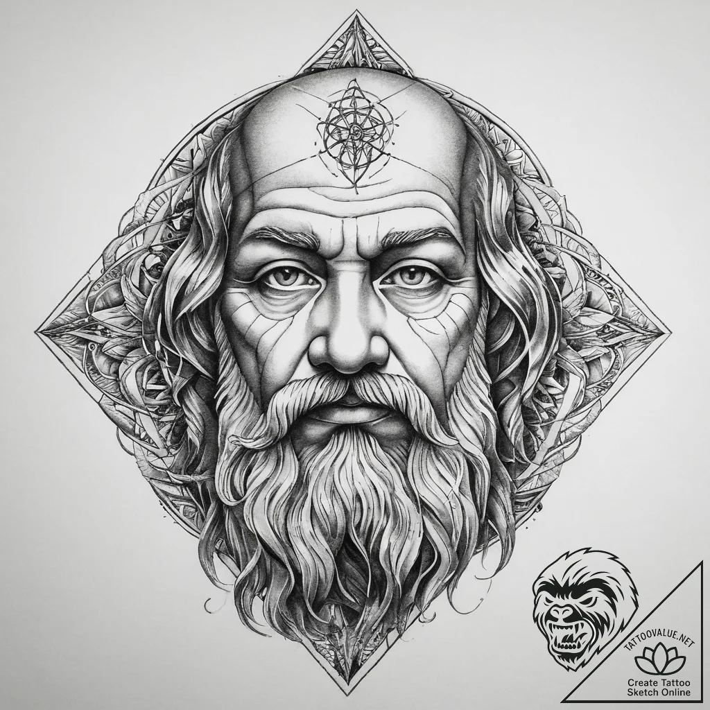 Tattoo sketch socrates portrait, ink illustra... - tattoo sketch (№1759380912_0, 02.10.2025 04:55) — tattoovalue.net