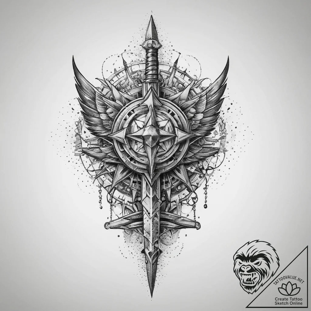 Tattoo sketch weapon, concept art for tattoo,... - tattoo sketch (№1759381310_0, 02.10.2025 05:01) — tattoovalue.net