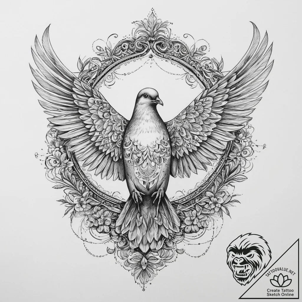 Tattoo sketch white-winged dove, tattoo sketc... - tattoo sketch (№1759381707_0, 02.10.2025 05:08) — tattoovalue.net