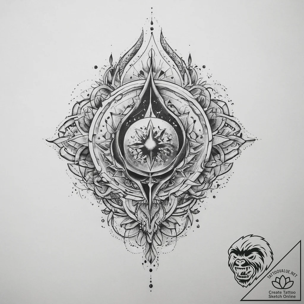 Tattoo sketch cosmic fount, concept art for t... - tattoo sketch (№1759382899_0, 02.10.2025 05:28) — tattoovalue.net