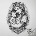 Tattoo sketch mary with child, concept art fo… – tattoo sketch (№1759386878_0, 02.10.2025 06:34) — tattoovalue.net