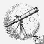 Tattoo sketch telescope with a moon, artistic… – tattoo sketch (№1759388471_0, 02.10.2025 07:01) — tattoovalue.net