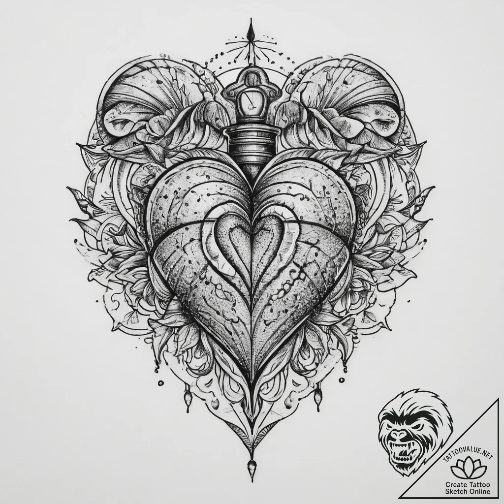 Tattoo sketch heart tattoo, concept art for t... - tattoo sketch (№1759389269_0, 02.10.2025 07:14) — tattoovalue.net